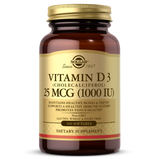 Solgar, VITAMIN D3 (CHOLECALCIFEROL) 25 MCG (1000 IU) SOFTGELS (100,250) | Maple Herbs